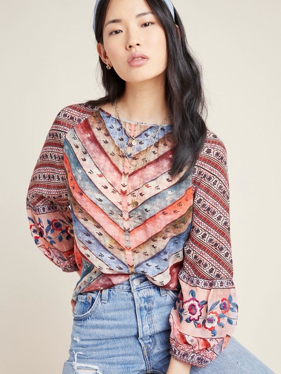 Anthropologie Tops - Anthropologie Uma Paesant Blouse in abstract print. Size M.
